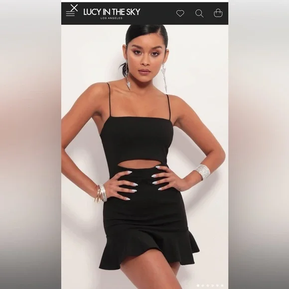 Lucy In The Sky bodycon mini cutout dress with flare bottom, black, size xs - Picture 1 of 2